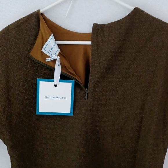 Danielle Rollins Deep Olive Green  Textured Wool Crop Top, 3/4 Sleeve  XS - Picture 4 of 11